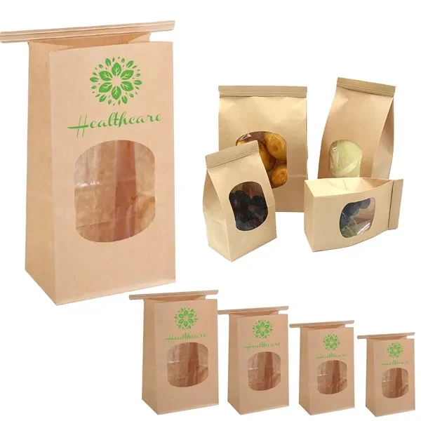 Custom Kraft Food Bag with Clear Window and Aluminum Strip — Bakery Branding 1
