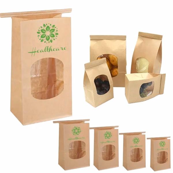 Custom Kraft Food Bag with Clear Window and Aluminum Strip — Bakery Branding
