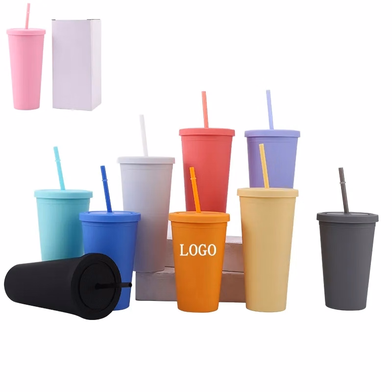 16oz Double Wall Tumblers W Straw Lid