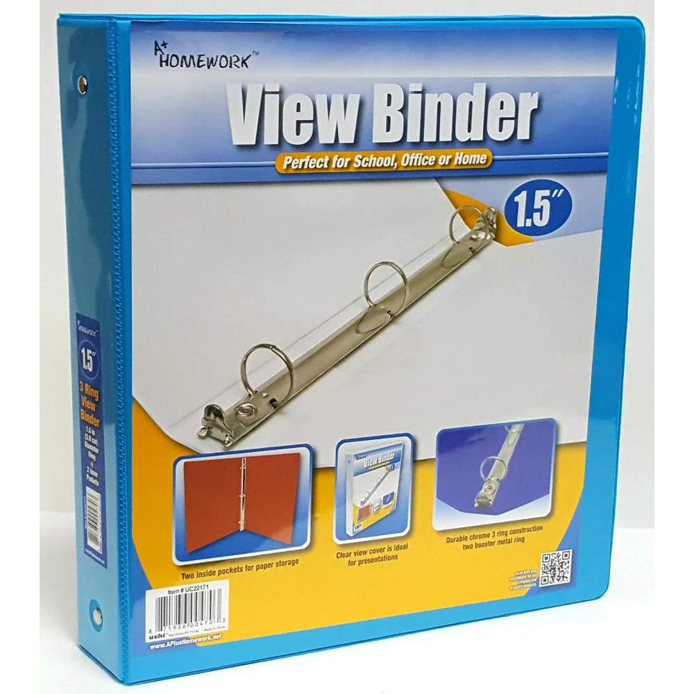 1.5" 3-Ring Binder - Cyan View Cover 1