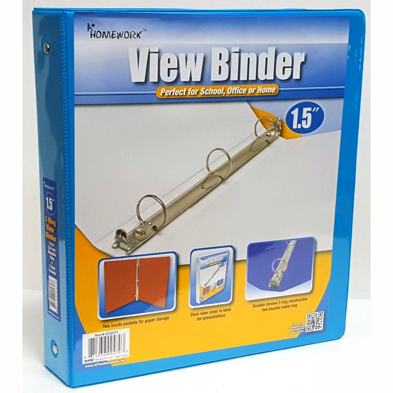 1.5" 3-Ring Binder - Cyan View Cover
