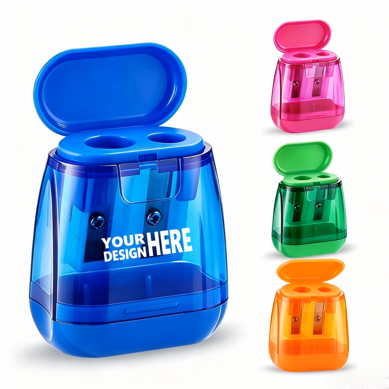 Transparent Dual-Size Pencil Cutter with Clean Catch Cover