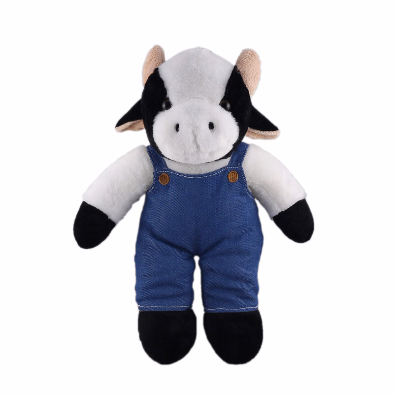 Soft Plush Stuffed Cow in denim overall