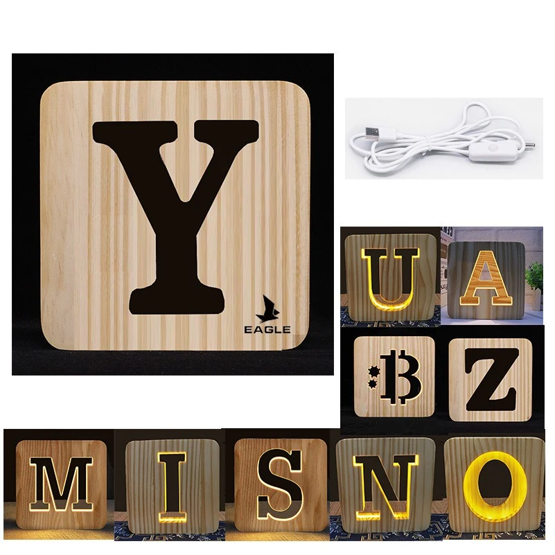 Wooden Letter LED Light Night Light 1