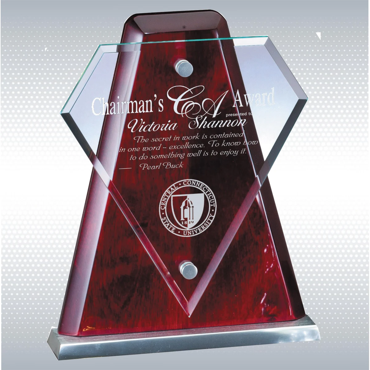 Rosewood Piano Finish Award w/Glass Accent 1