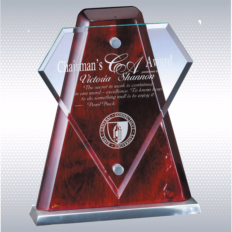 Rosewood Piano Finish Award w/Glass Accent