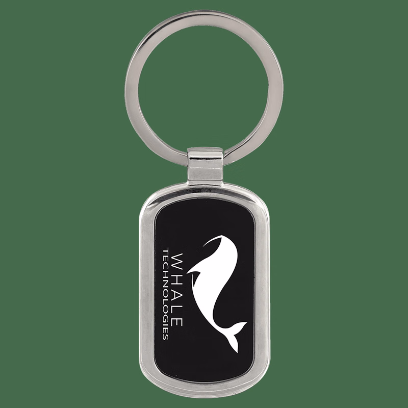Black Laserable Metal Rectangle Keychain
