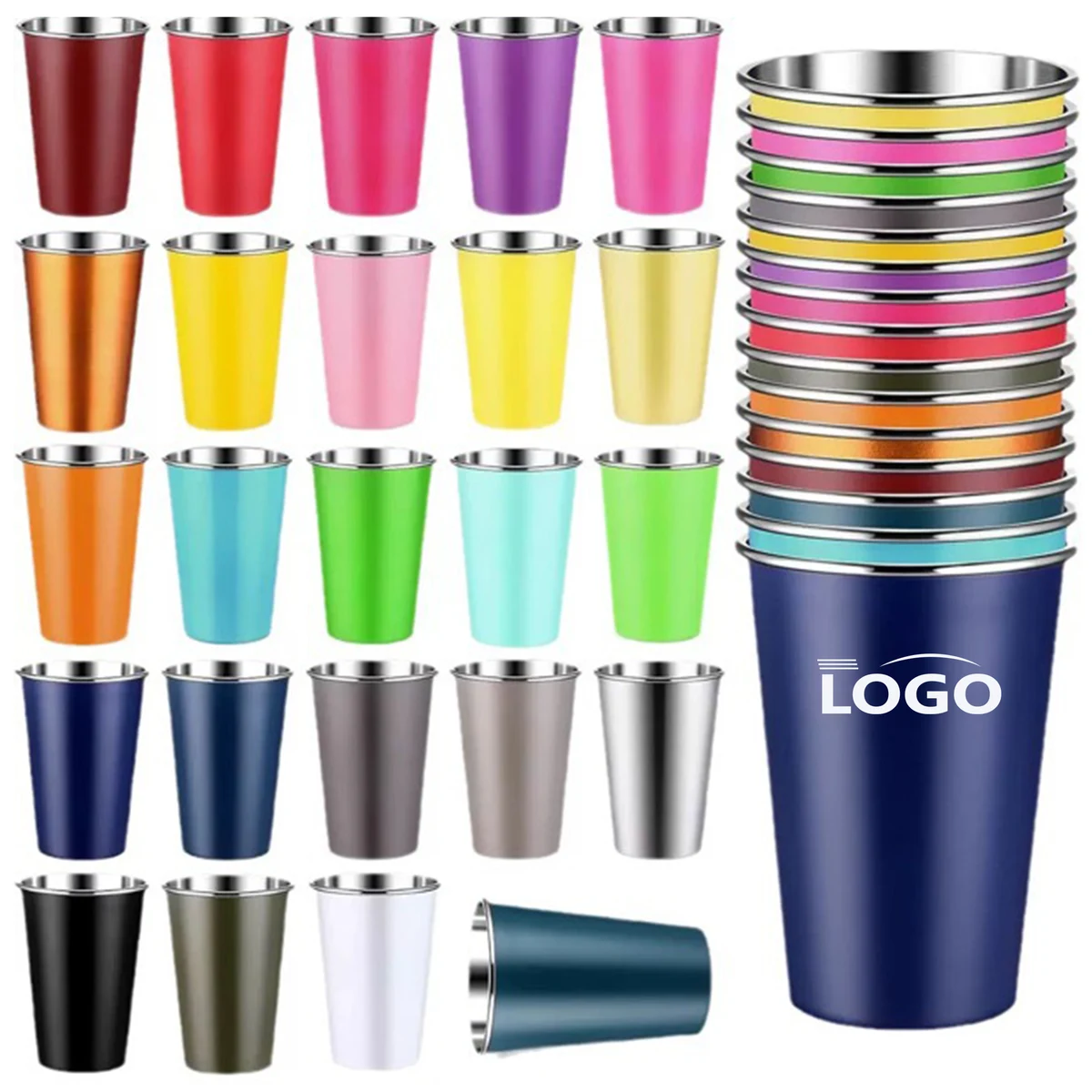 16oz Unbreakable Colorful Stainless Steel Pint Cup 1