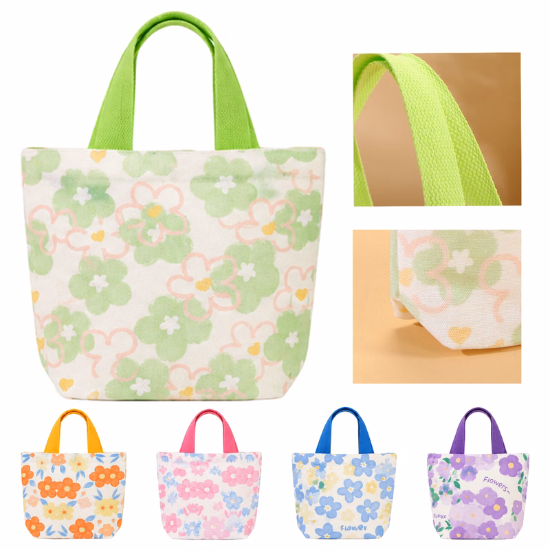 Portable Floral Canvas Gift Tote Bag