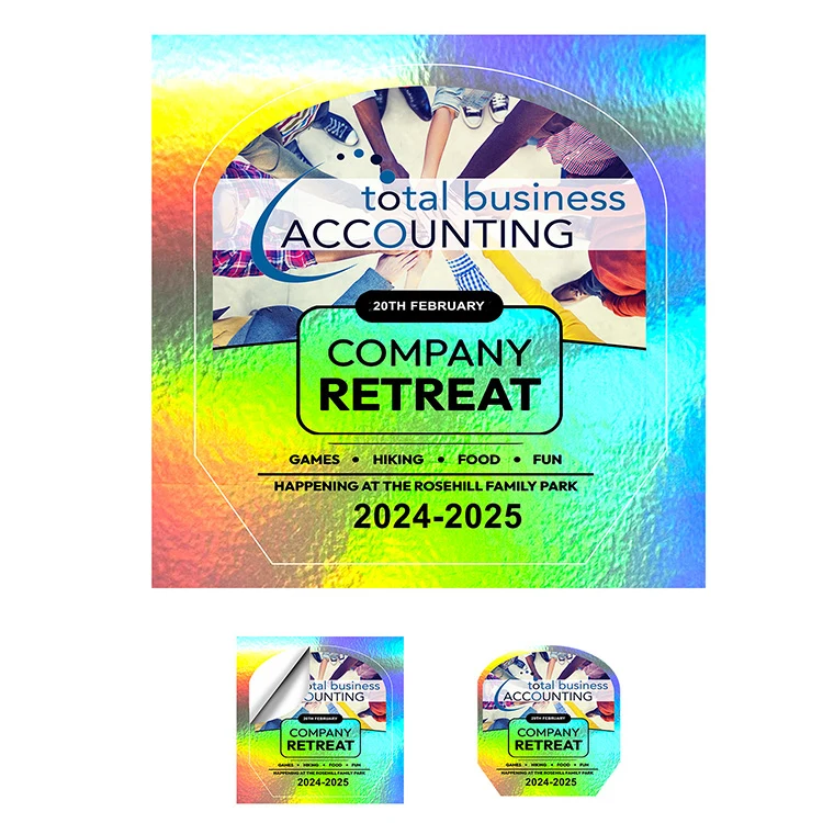 "CUSTOMCUT™" 9.1 sq inch to 16 sq. inch Full Color Custom Shape Removable Vinyl Stickers in Singles 1