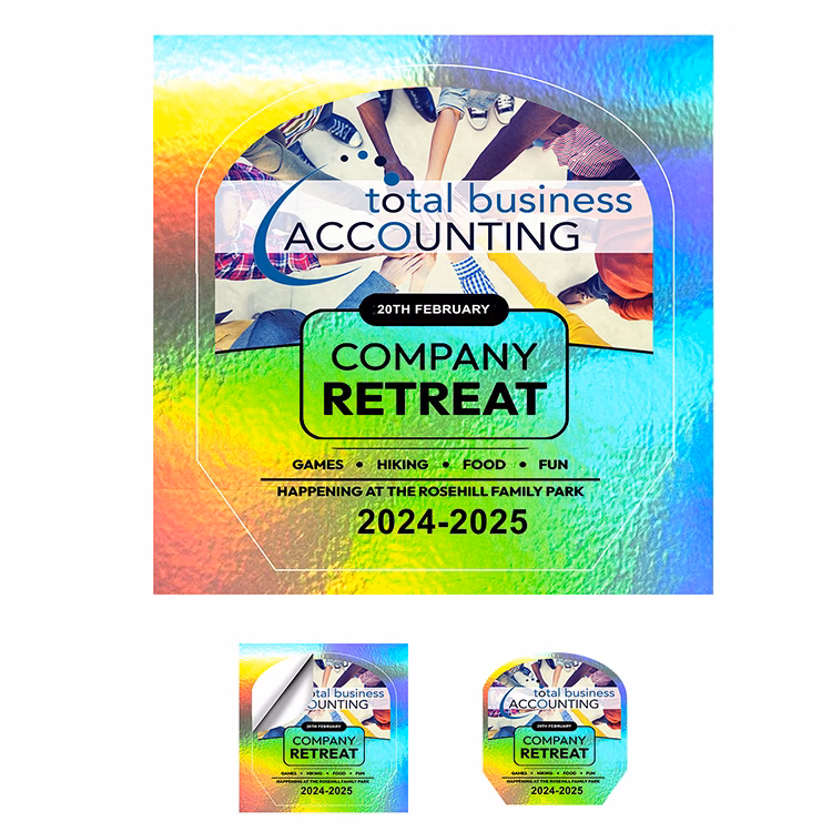 "CUSTOMCUT™" 9.1 sq inch to 16 sq. inch Full Color Custom Shape Removable Vinyl Stickers in Singles