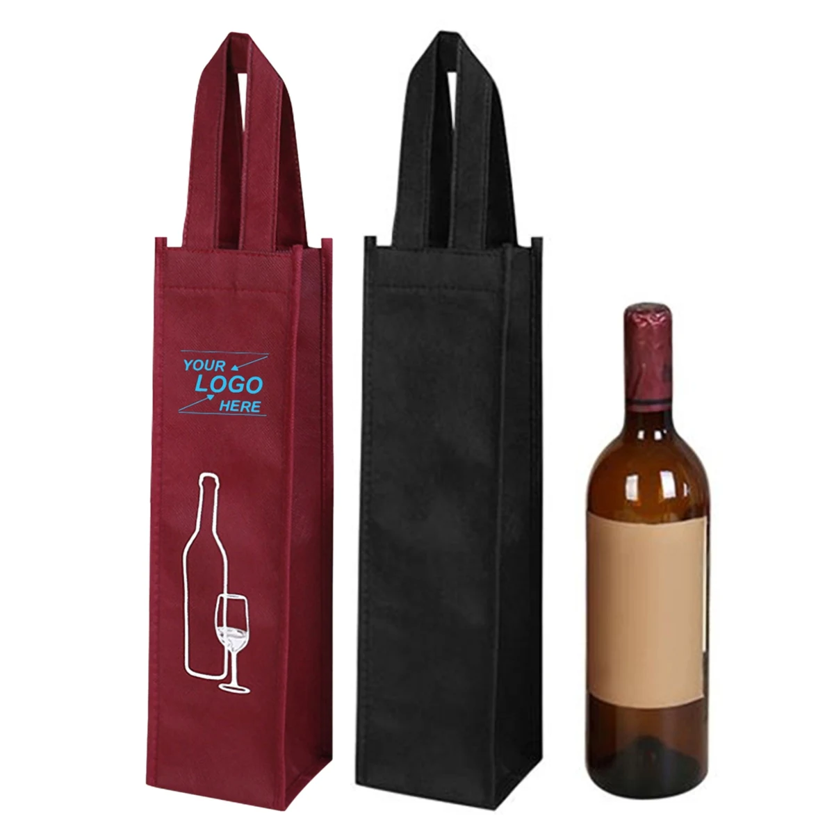 Single Bottle Wine Tote Bag - Non-Woven Fabric 1