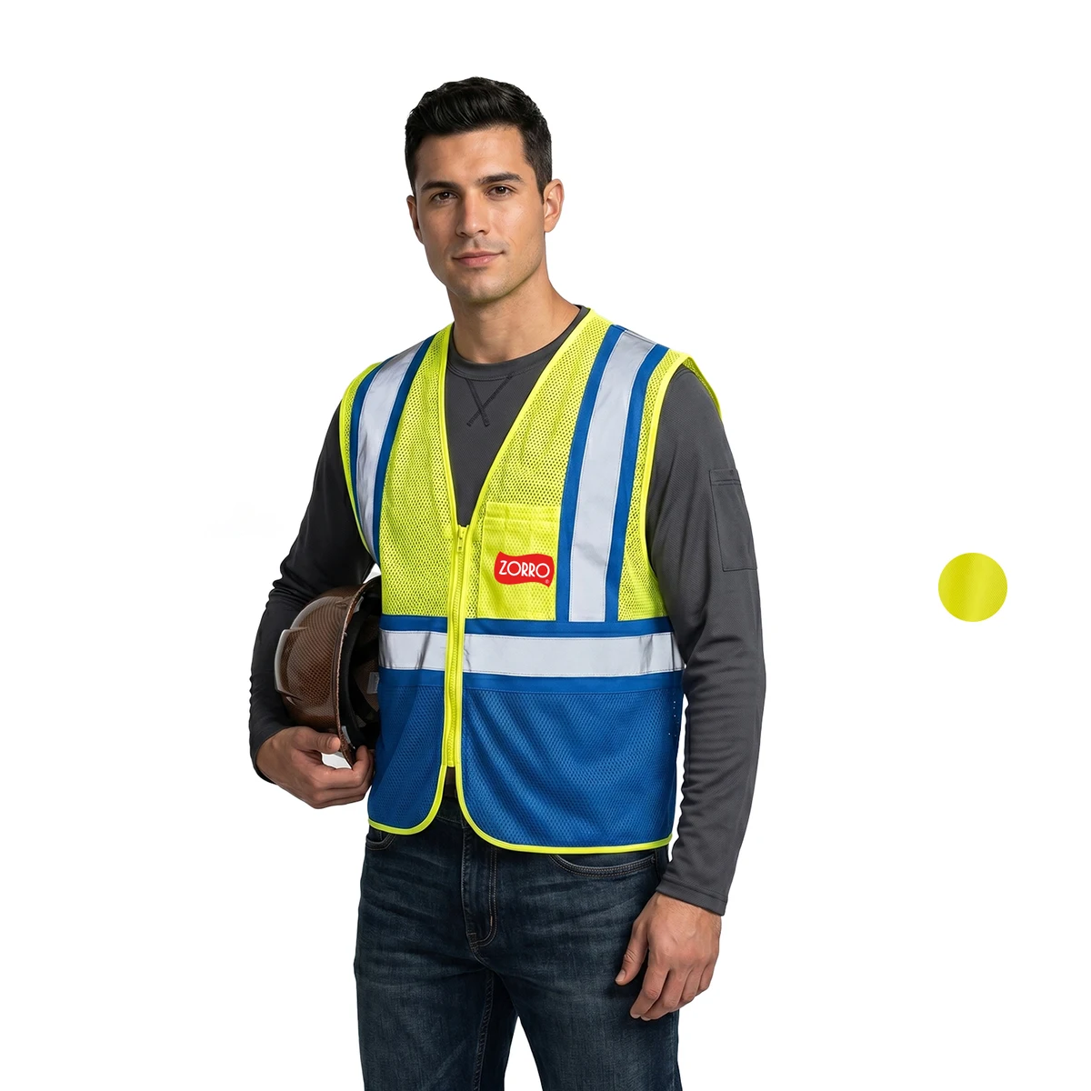 Reflective Class 2 Mesh Blue Bottom Safety Vest With Pockets 1