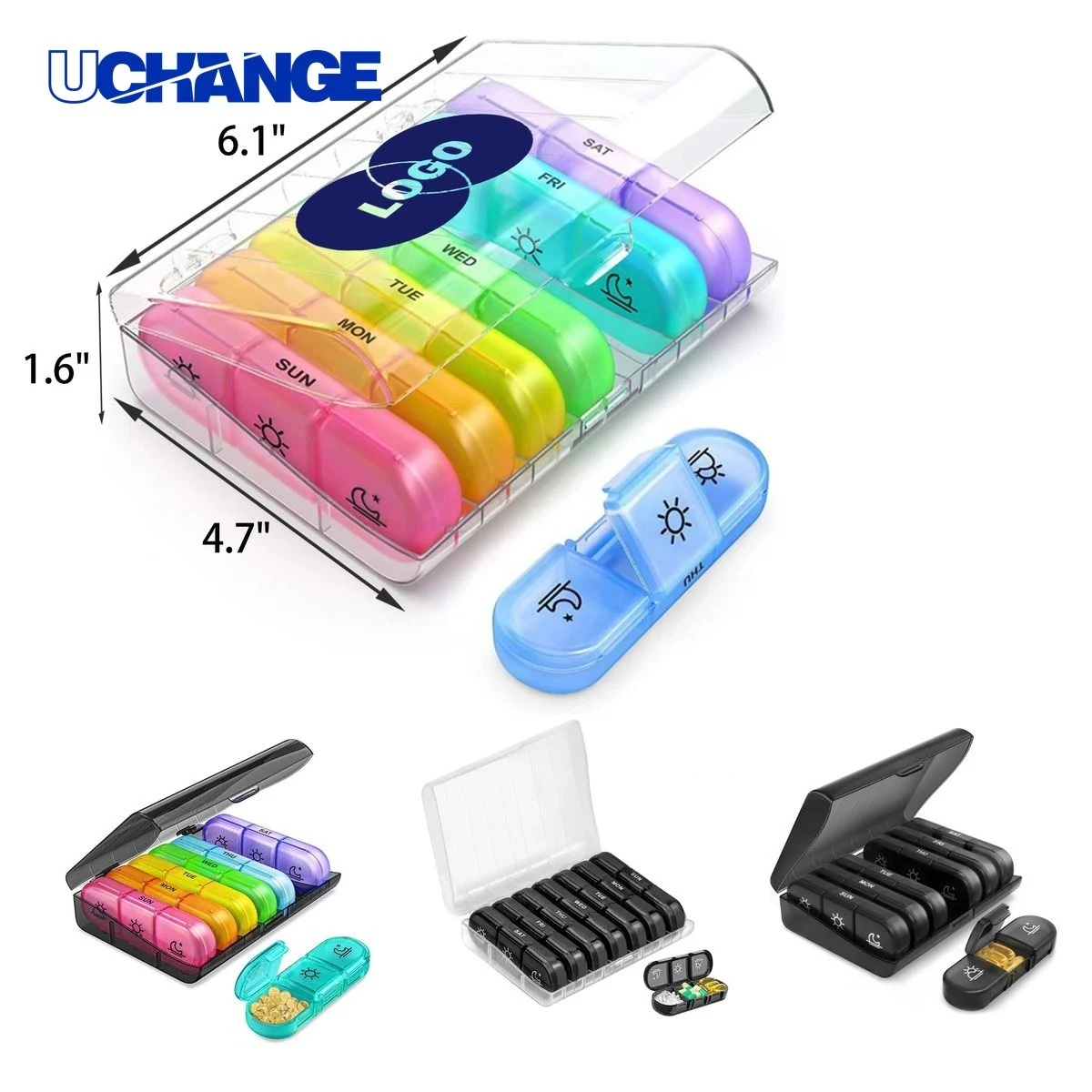 Health Secure 3-Cell Portable Weekly Medicine Box Organizer 1