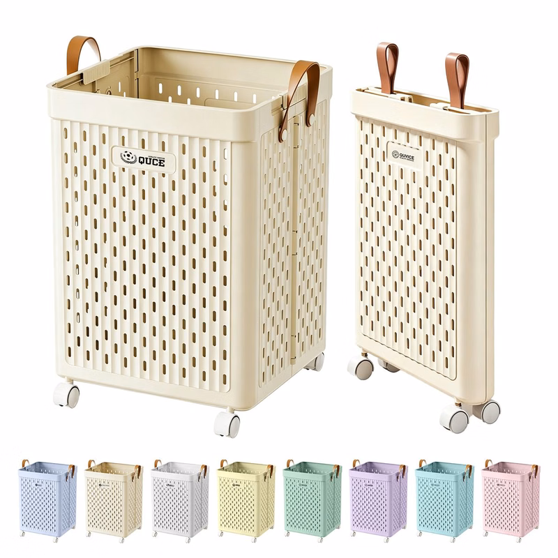 Foldable PP Laundry Basket with Wheels