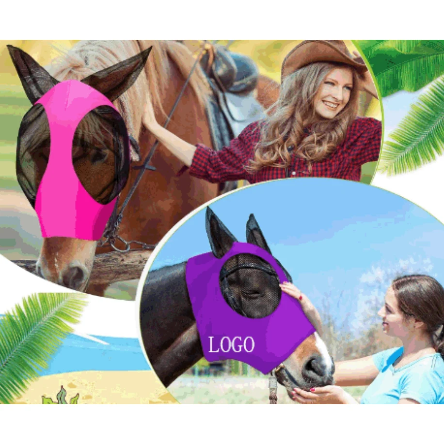 Horse Fly Mask with Ears Comfort Stretchy Mesh/Horse Mask Face Cover 1