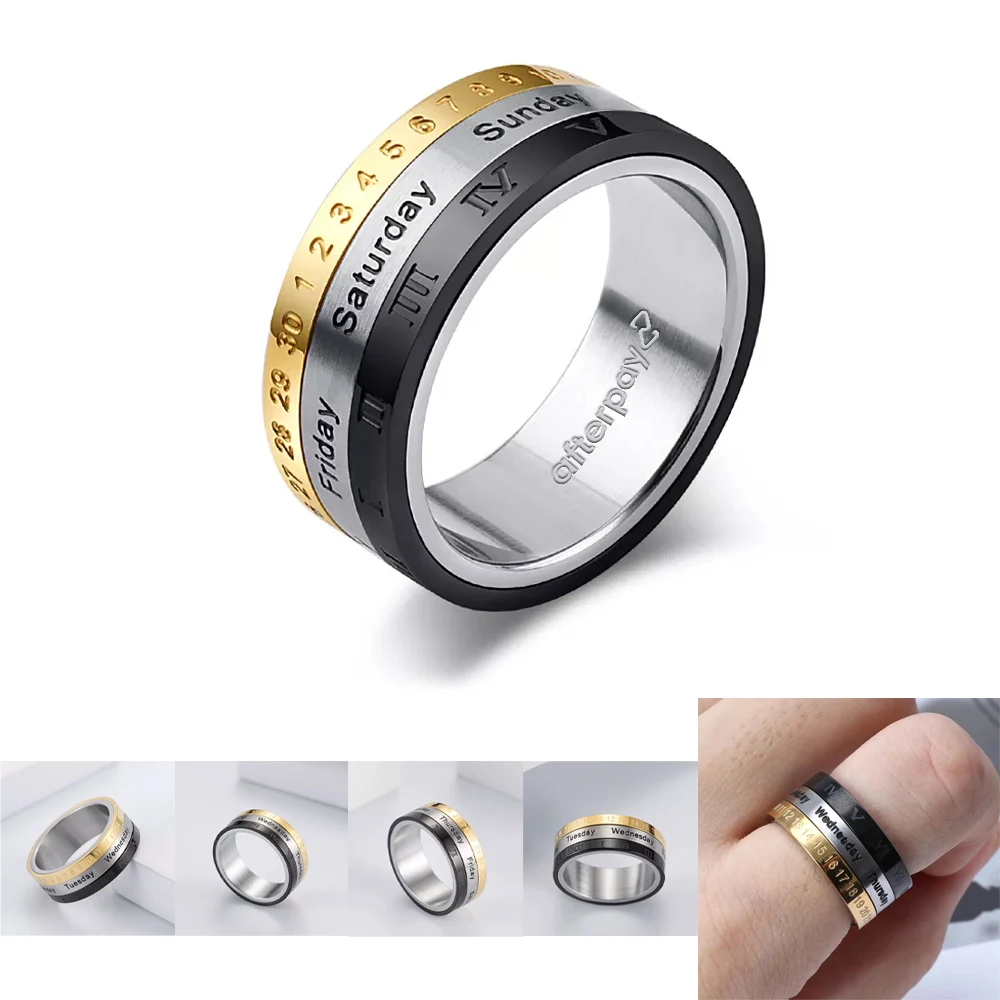 Premium Stainless Steel Calendar Anxiety Ring 1