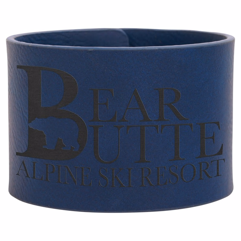 9 1/2" x 2" Blue/Black Leatherette Cuff Bracelet