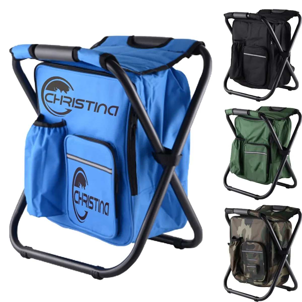 Folding Portable Camping Chair With Cooler Insulated Bag 1