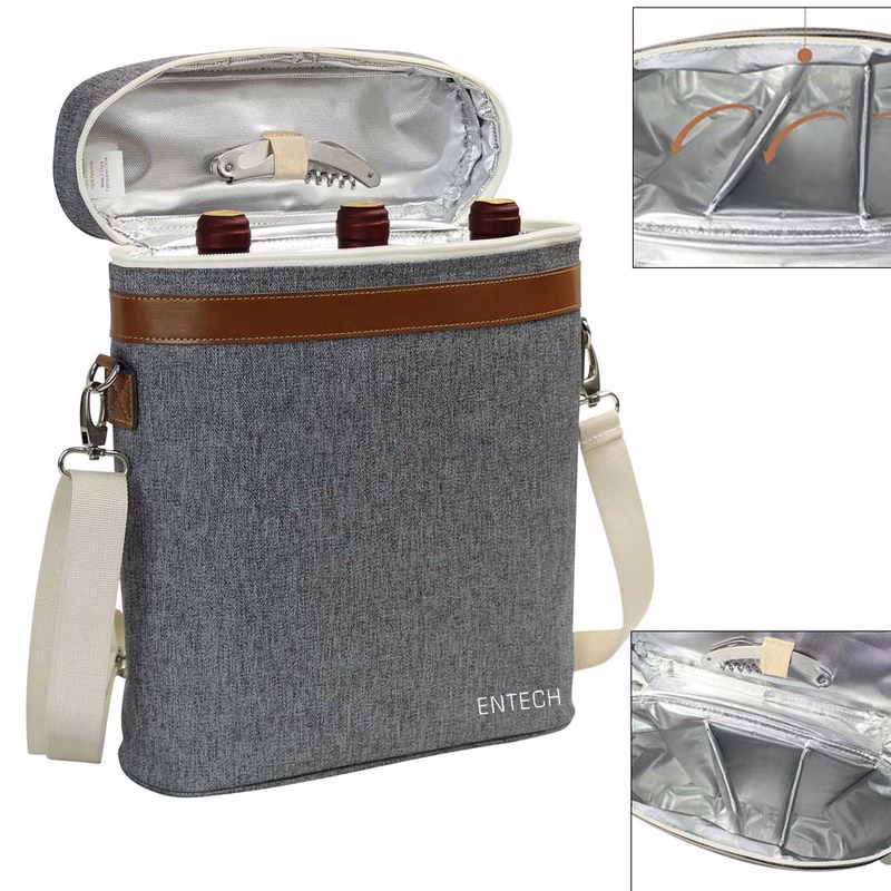 Portable Wine Cooler Tote - 3 Bottle