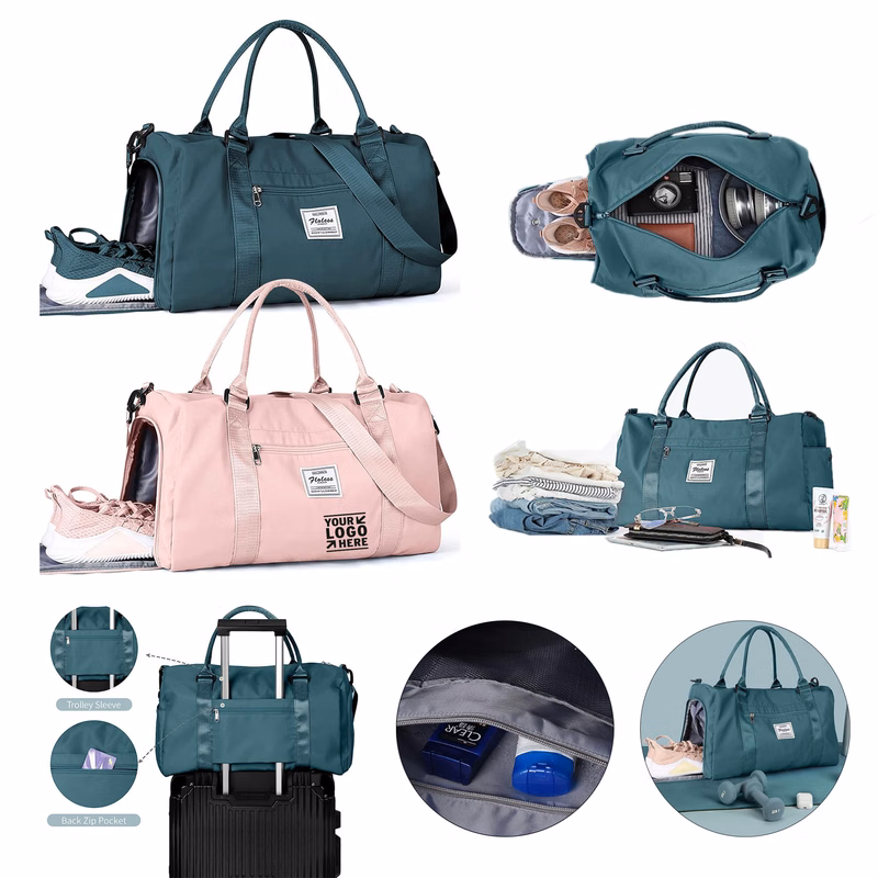 Men Women Swimming Waterproof Travel Duffel Sport Gym Tote Bag With Shoes Compartment Wet Pocket
