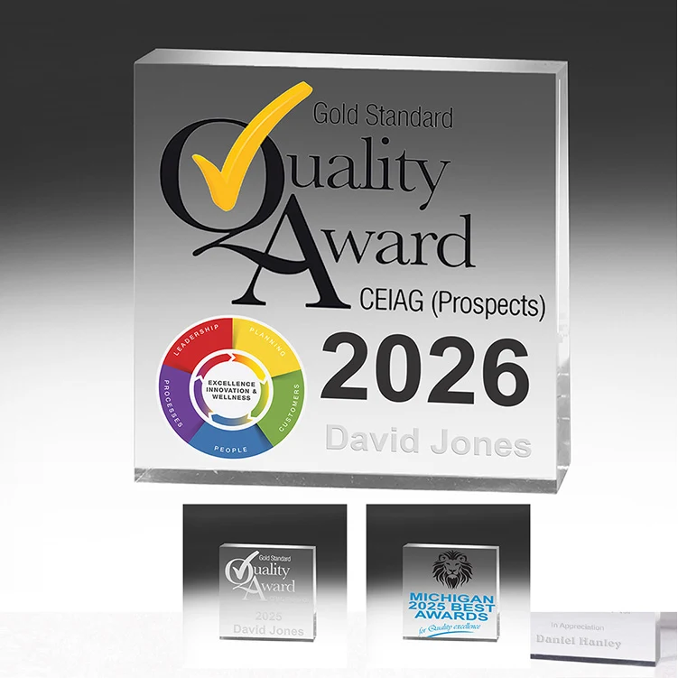 2 1/2" x 2 1/2" x 1/2" Mini Square Acrylic Paperweight - 2019L (Laser) 1