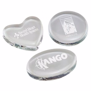 Clear Glass Paperweight - Engraved