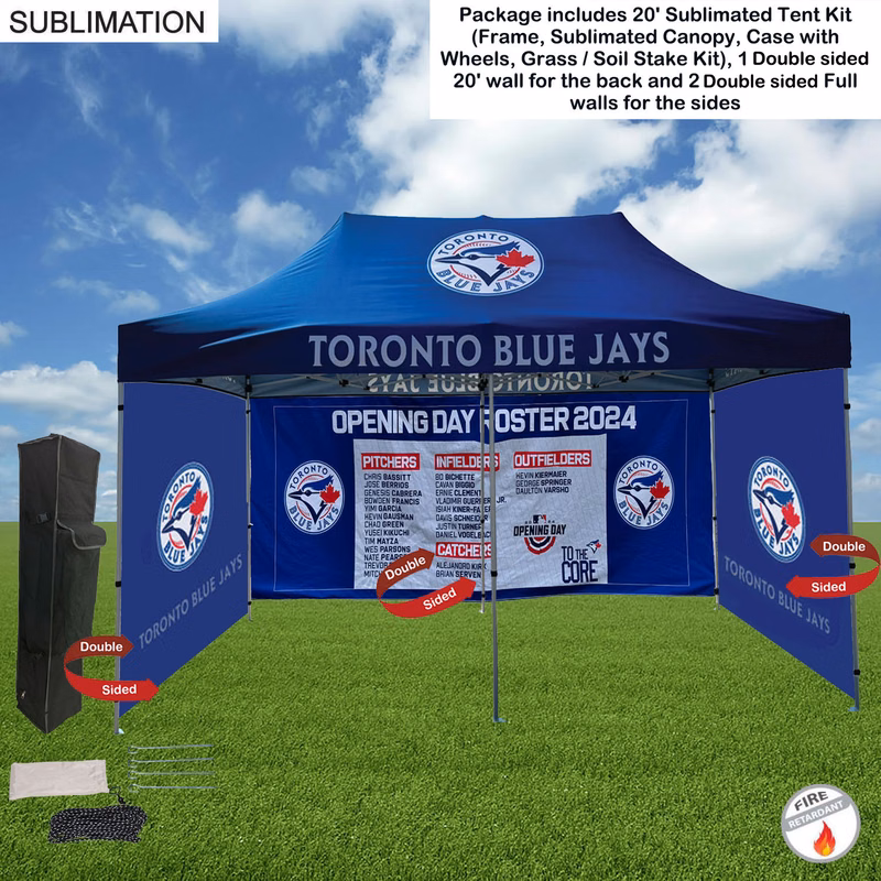 Full Privacy Tent Package 2, 20' Sublimated Tent Kit, 20' backwall and 2 DOUBLE sided Full sidewalls