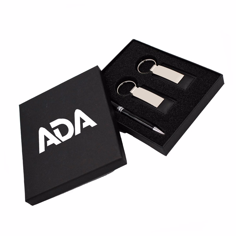 PU Leather Keychain Aluminum Pen Business Gift Set