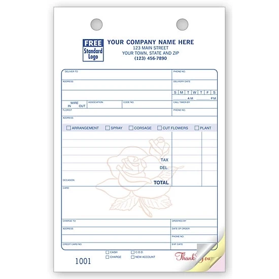 Florist Register Forms, Large Classic 1