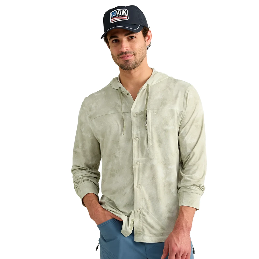 Huk® Men's Quick-Dry Printed Fishing Hooded Shirt with Custom Logo 1