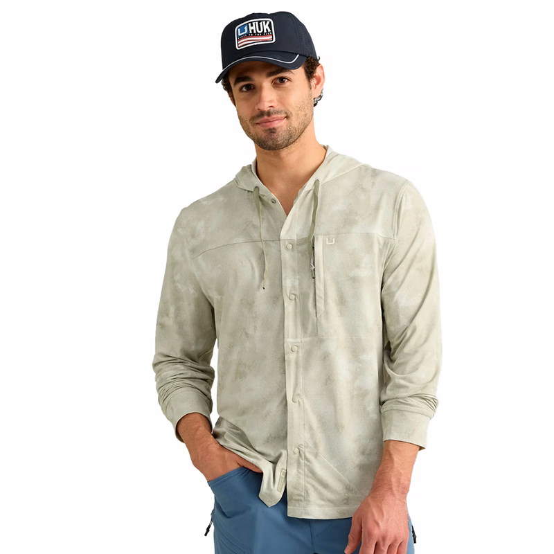 Huk® Men's Quick-Dry Printed Fishing Hooded Shirt with Custom Logo