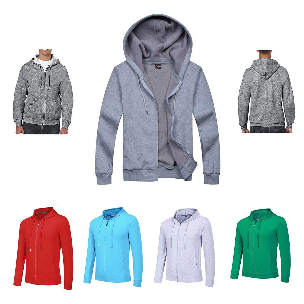 Long-sleeved Zipper Hooded Sweatshirt, custom hoodie or sweatshirt with logo imprint 1