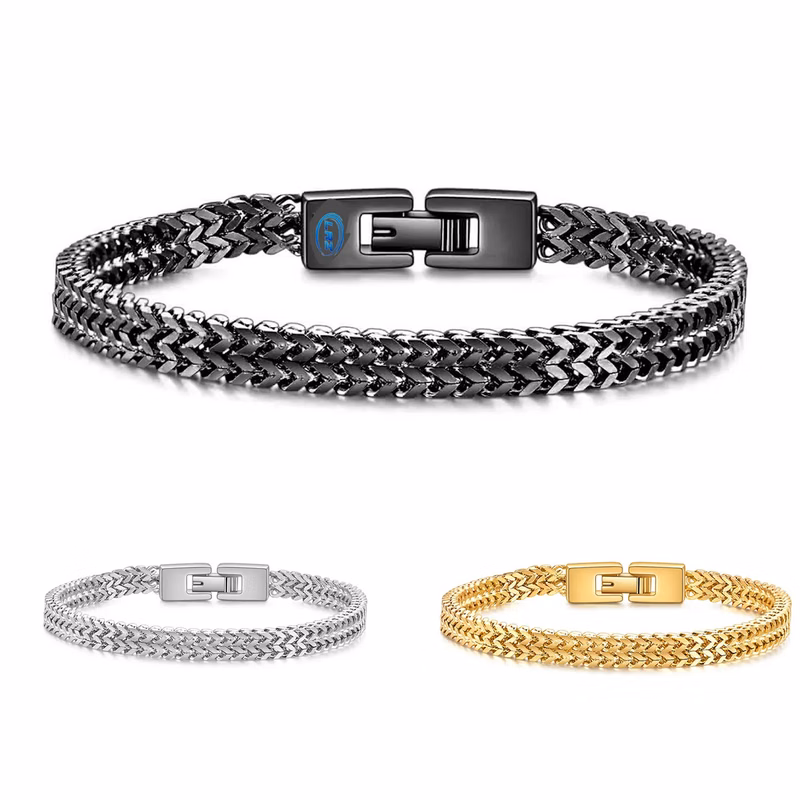 Men's Stainless Steel Double Franco Chain Bracelet