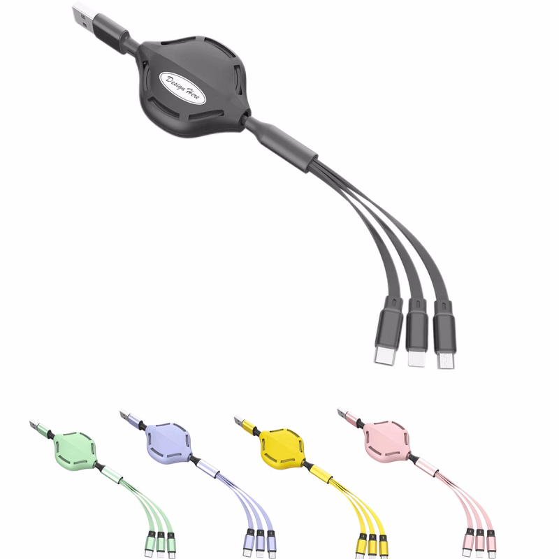 3-in-1 Retractable Charging Cable Type-C Multi USB Charger