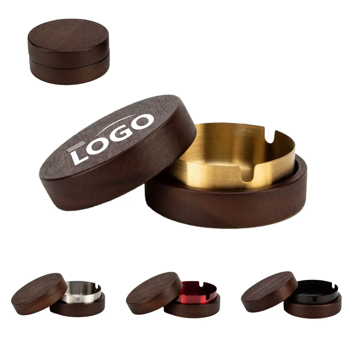 Solid Wood Stainless Steel Ashtray 1