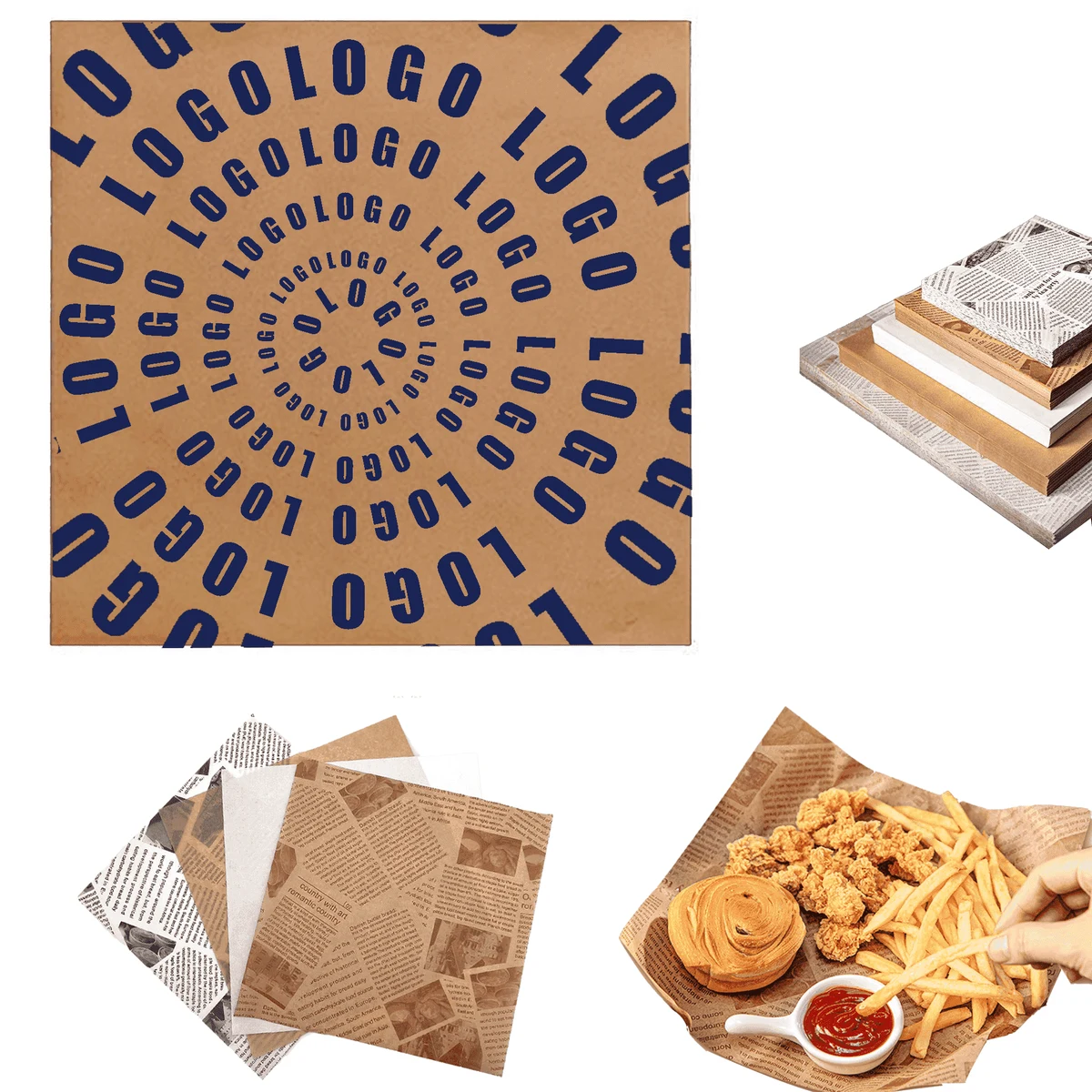 Oil Proof Food Wrap Burger Paper MOQ1000 1