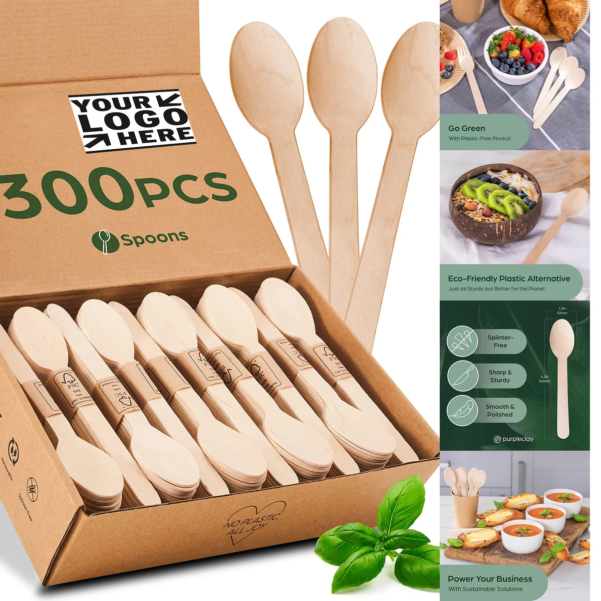 300 piece Wooden Disposable Spoons 1