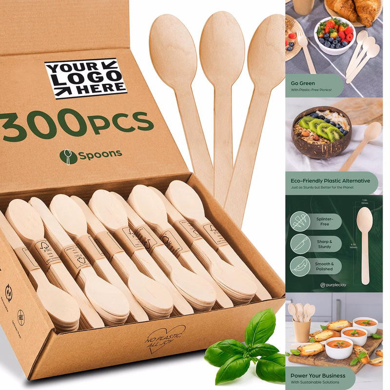 300 piece Wooden Disposable Spoons
