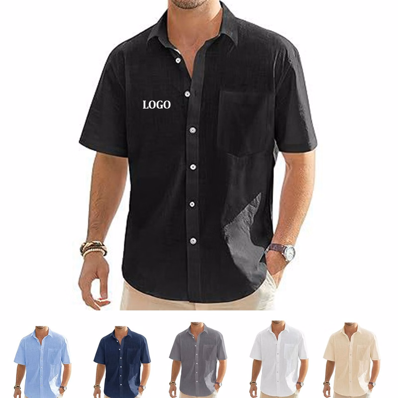 Men's Cotton Linen Short Sleeve Shirts