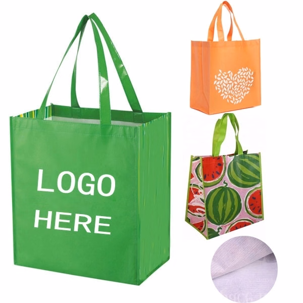 100% RPET Laminated Grocery Bag 12"W x 14"H x 8"D
