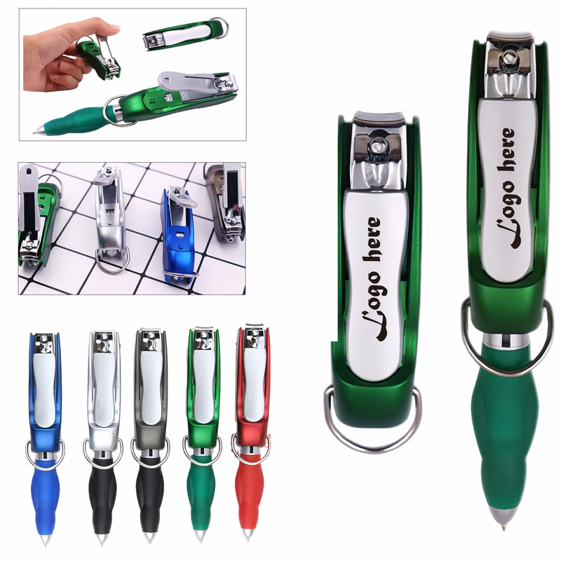 Keychain Nail Clipper Ballpoint Pen (Folding Design)