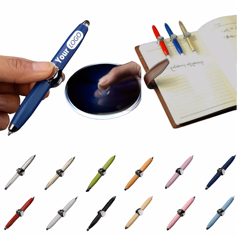 Stress Relief LED Light Metal Fidget Spinner Ballpoint Pen