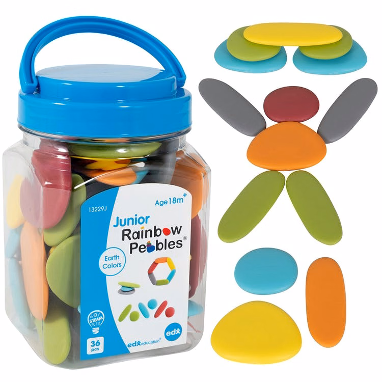 Earth Color Junior Rainbow Pebbles - Assorted Colors 36 Pieces