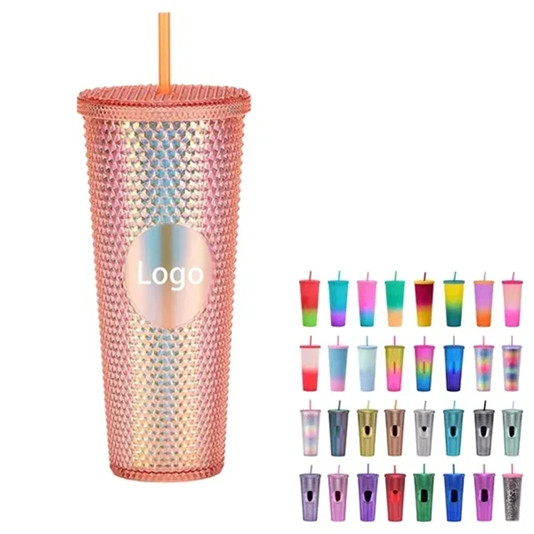 Textured Studded Cup with lid And Straw 24Oz 1
