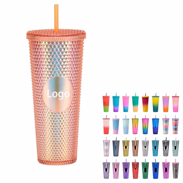 Textured Studded Cup with lid And Straw 24Oz