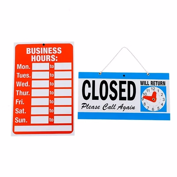 Plastic Business Hours Signs