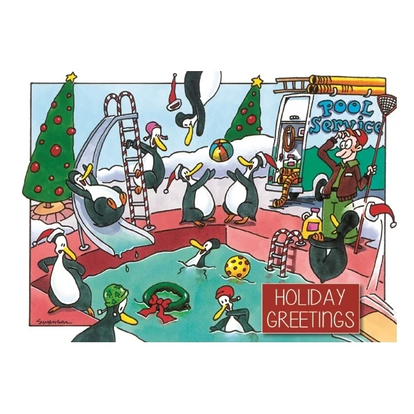 Pool Party Humorous Holiday Greeting Card 1
