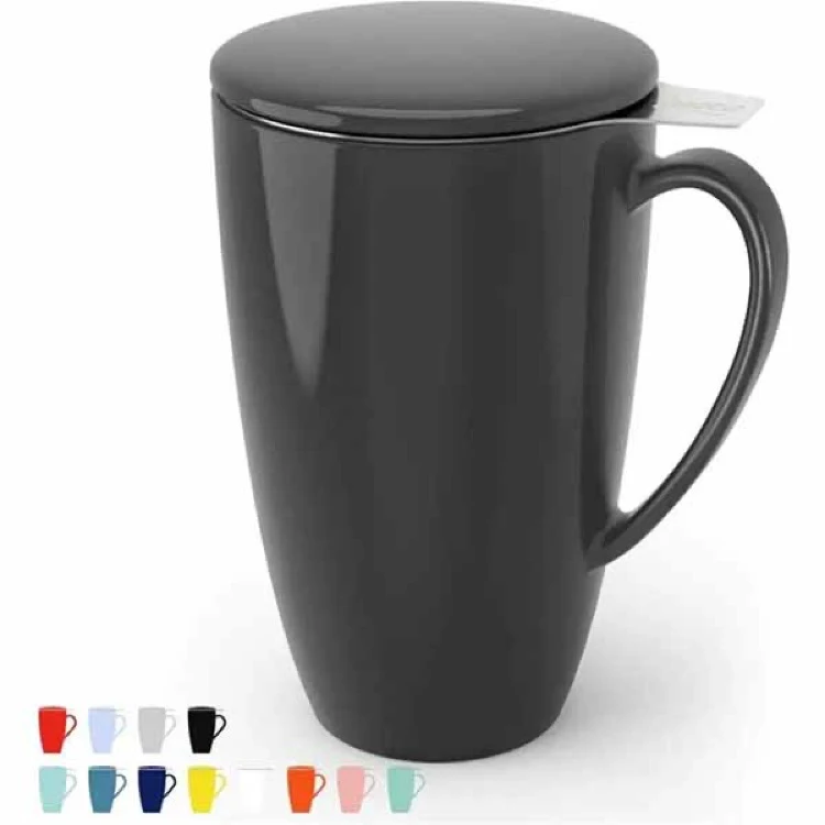 15 oz Porcelain Tea Mug with Infuser and Lid 1