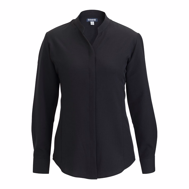 Flexbatiste Stand Up Collar Long Sleeve Ladies Shirt